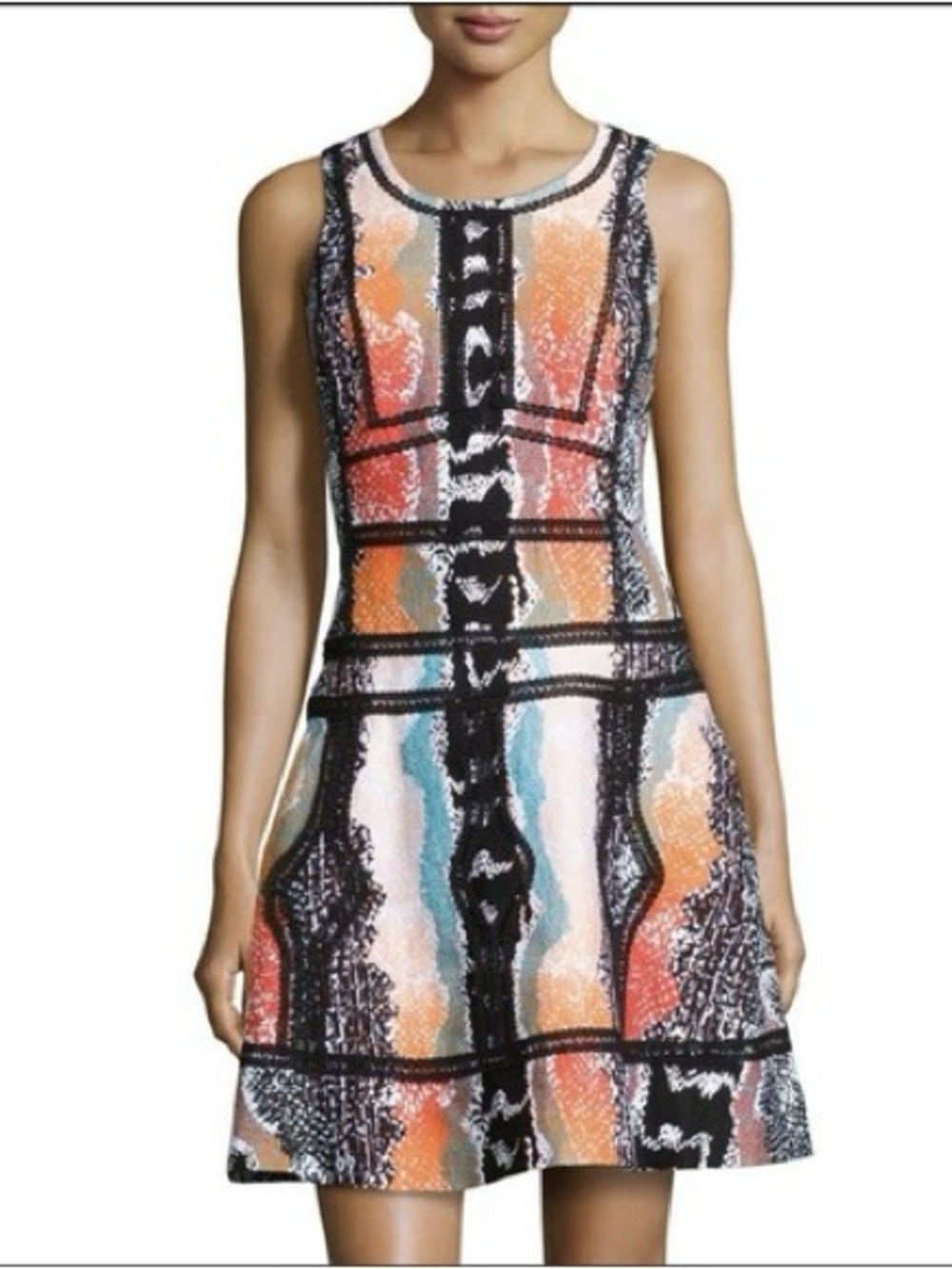 Diane Von Furstenberg DVF Sz 10 Margot Colorful Printed Lace Cocktail Dress